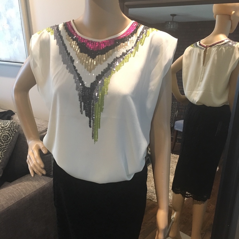 Olive & Oak ivory sequins detail blouse